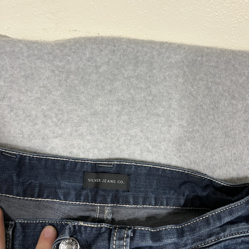 Silver Jeans Mens 32x30 (Fit 32x29) Blue Eddie Straight Denim Embroidered Medium - Picture 7 of 11